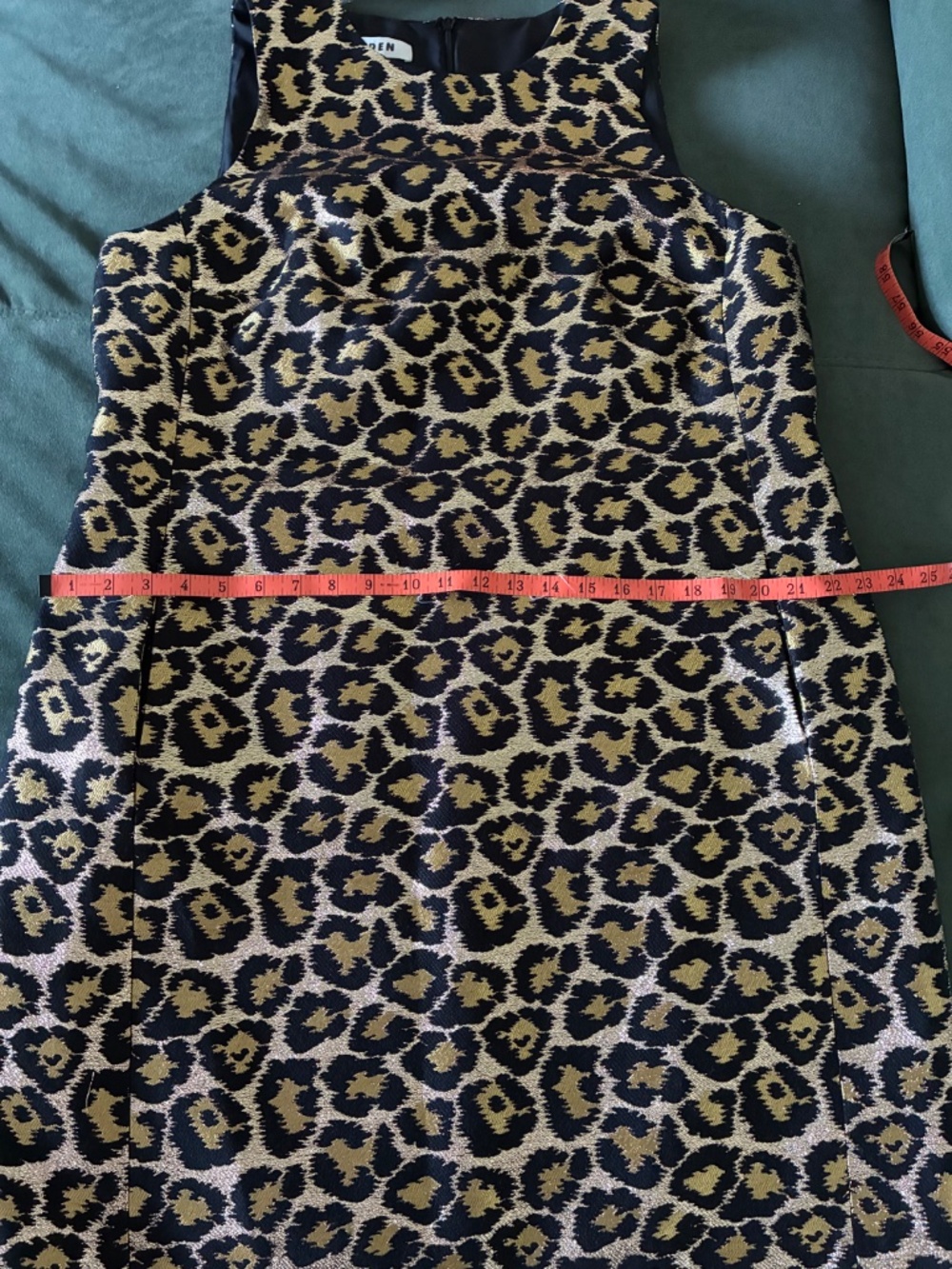 Boden Gold Metallic Leopard Jacquard Shift Dress L XL 14 - Picture 10 of 15